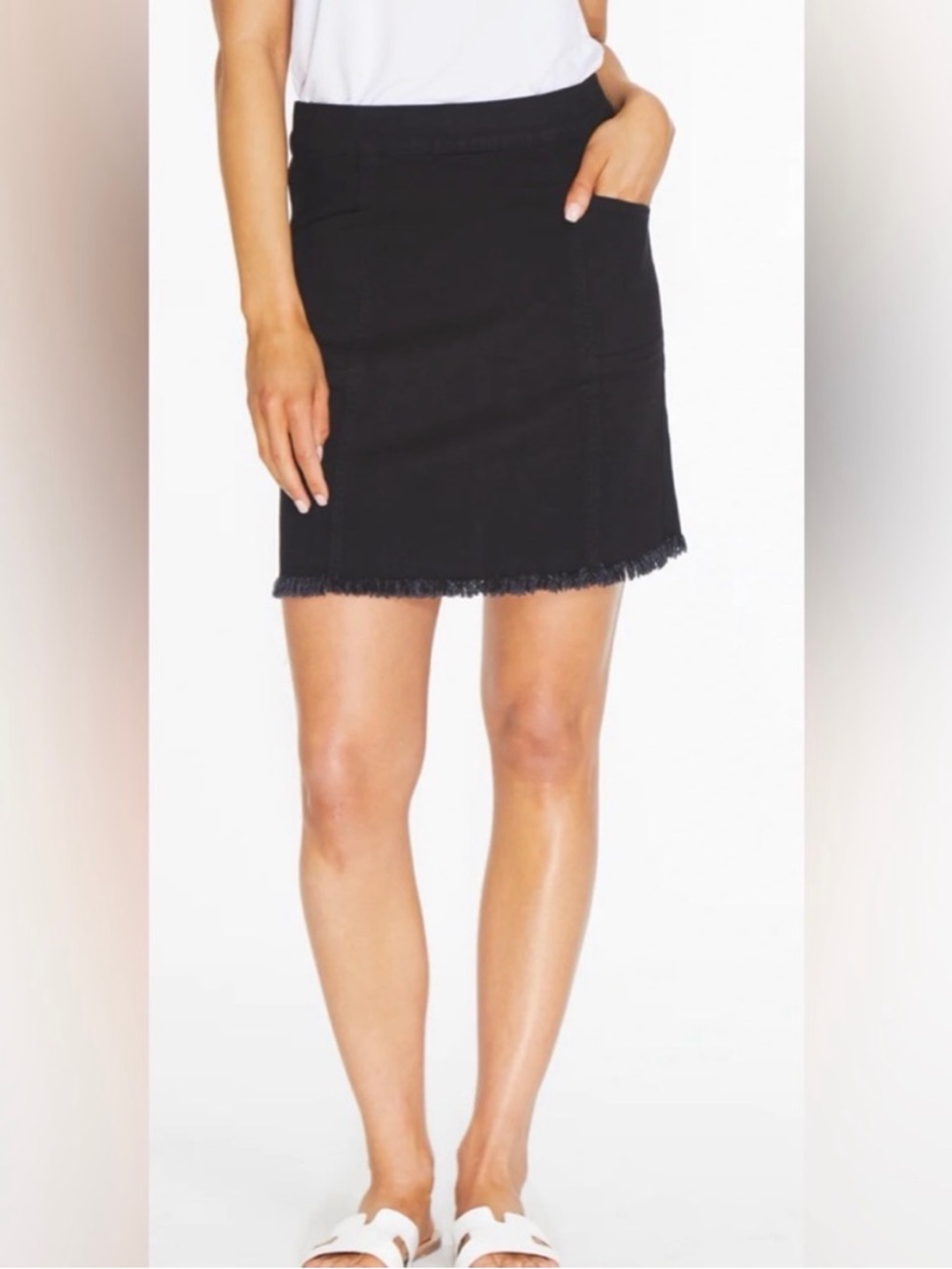Slimsation By Multiples Black Frayed Hem Mini Skirt
